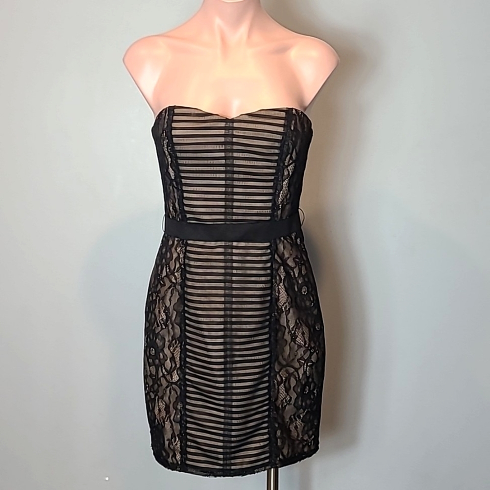 BCBGMAXAZRIA JANNA Unconventional LACE DRESS‎ Black Fairy 1920s Whimsigoth Y2K